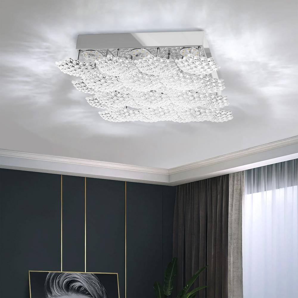 Kronformad LED-kristallplafond MS015-C Krom