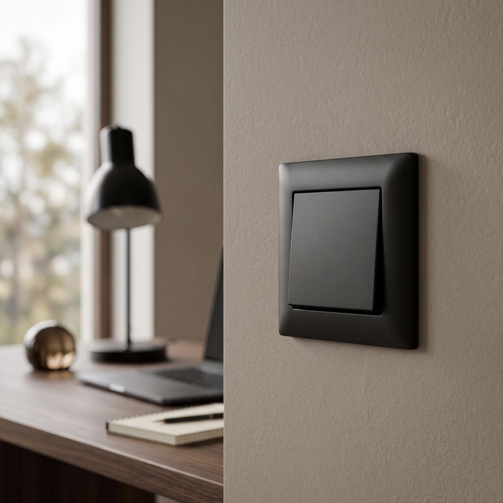 Single Switch with Frame OSTE JNH006-W BLACK