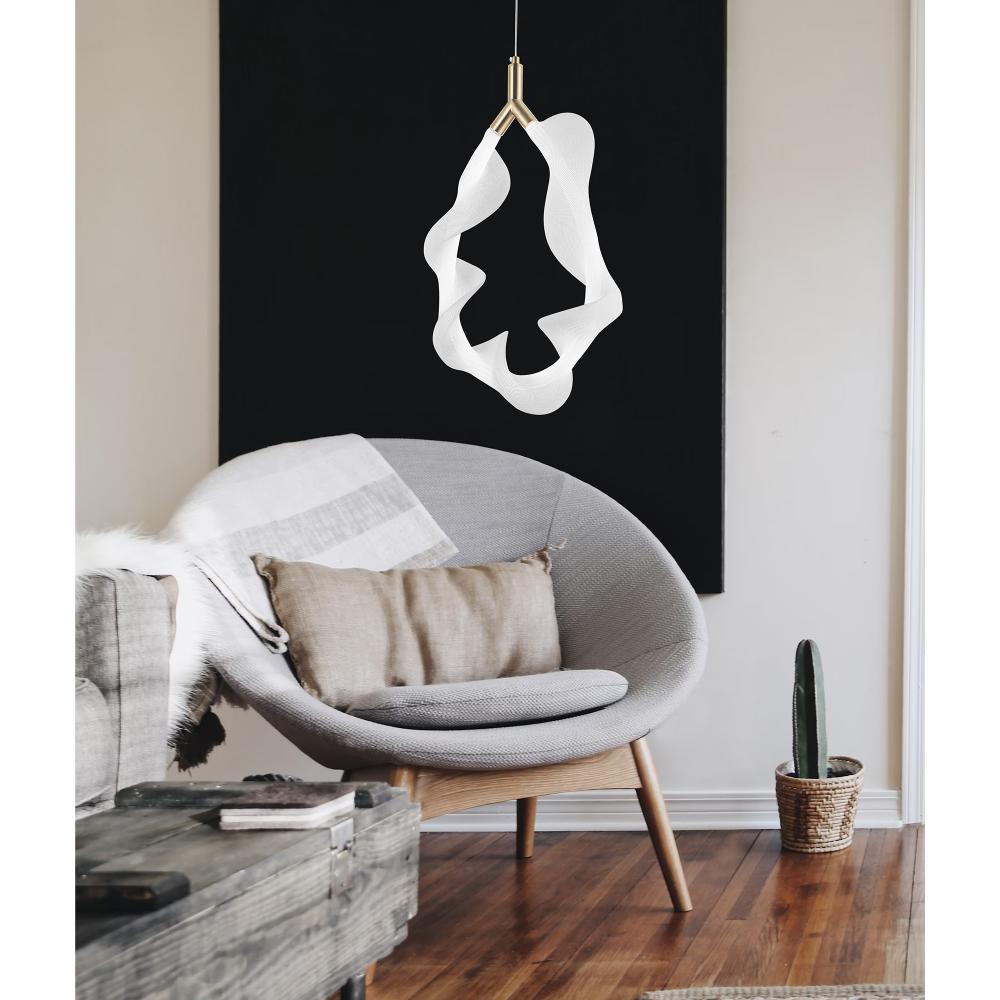 HÄNGLAMPA LED G013-1CP VIT/GULD