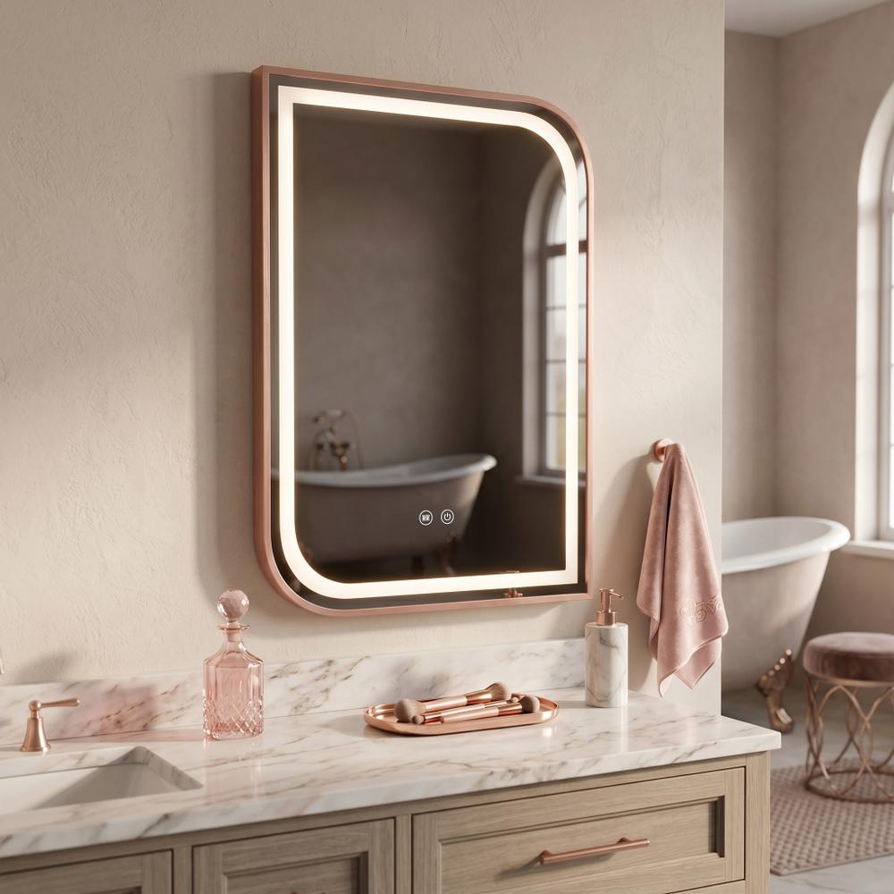 LED-VÄGGSPEGEL ZONE 70x50 BRUSH  ROSE GOLD