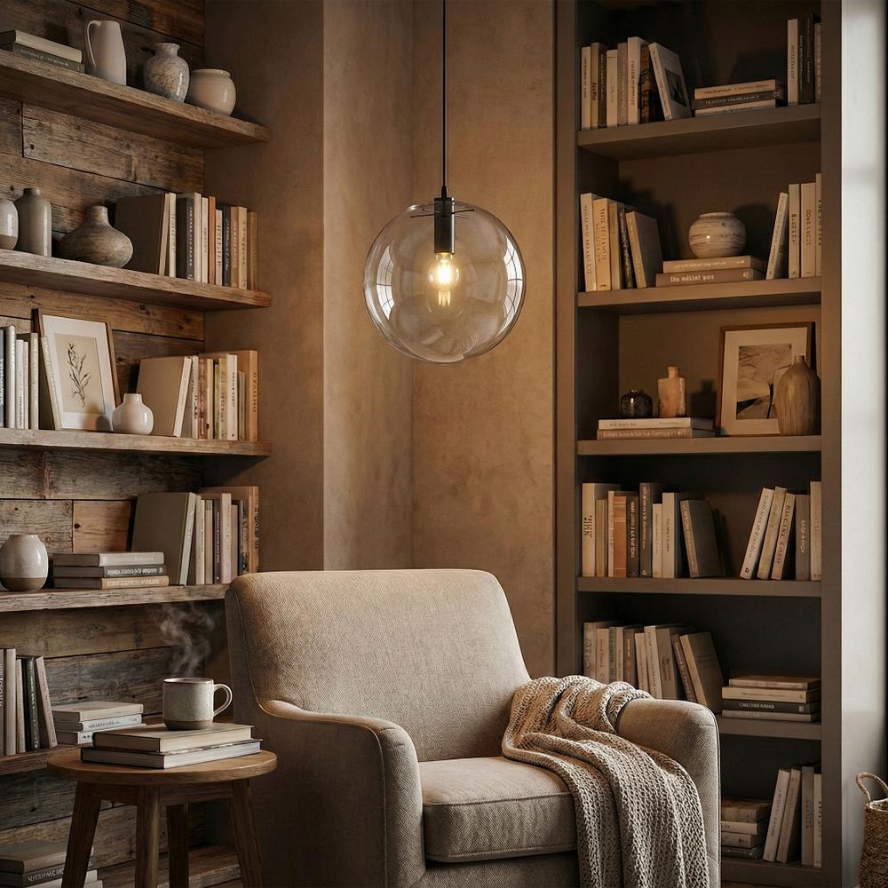 Glaspendellampa i tak med takplafond Lassi 30 cm APP308-1CP Svart