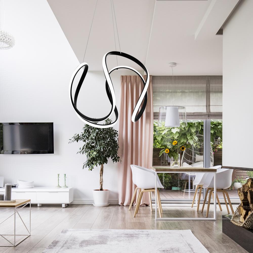 Modern takpendlad LED taklampa + FJÄRRKONTROLL APP387-CP SVART
