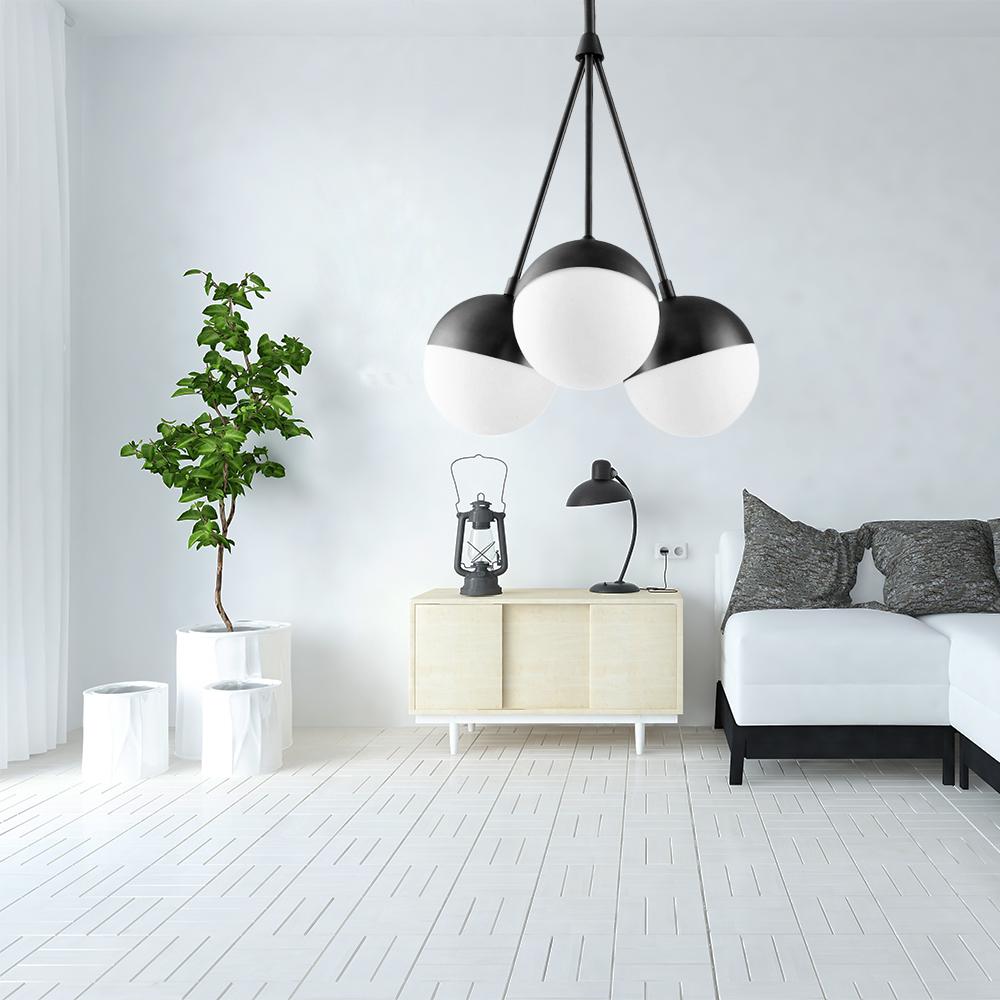 Hänglampa Glas Klot Opal APP687-3CP Svart