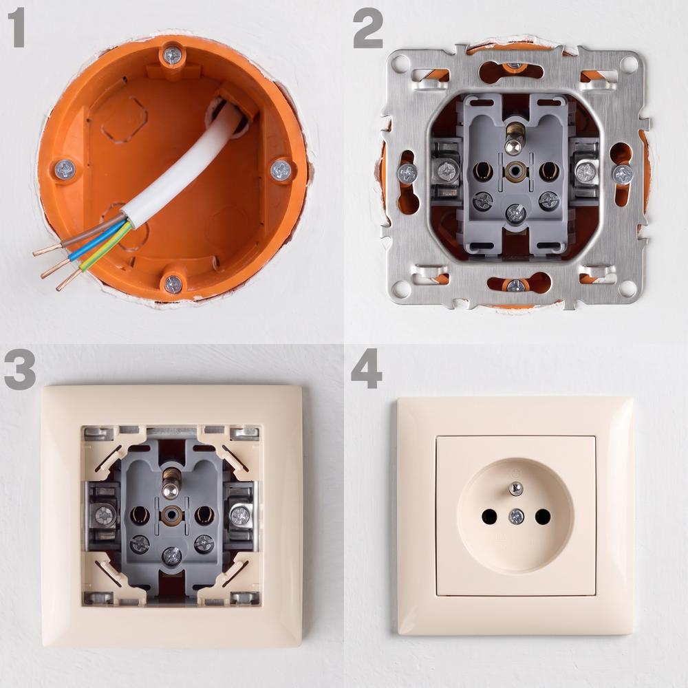 Single grounded socket OSTE JNH001-G Beige