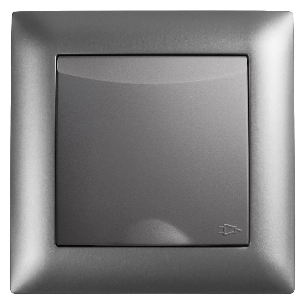 Единичен контакт със заземяване и капаче с рамка OSTE JNH005-G Grey