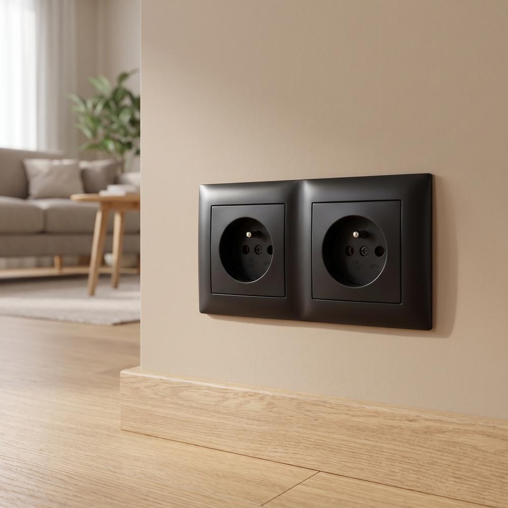 Marco doble para enchufes OSTE JNH014-2F Black