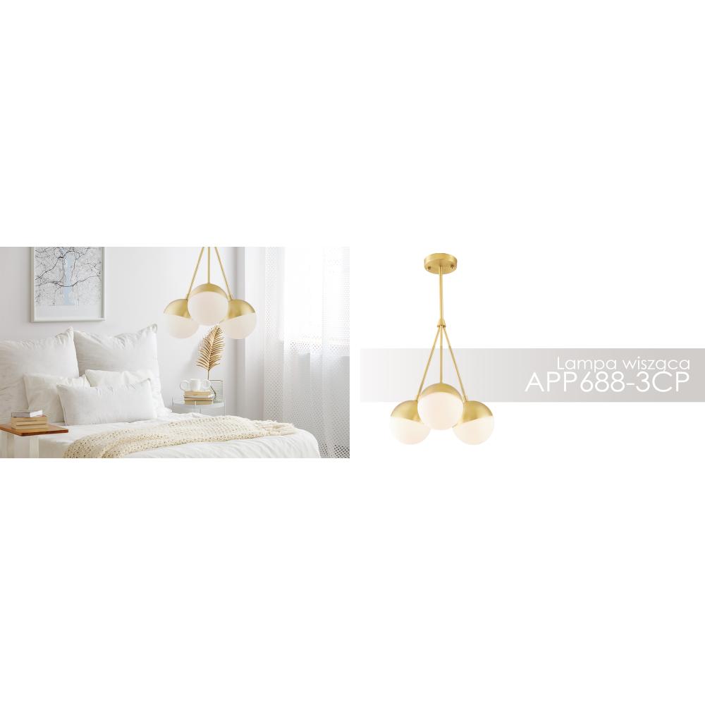 Hängande Lampa Glas Kula Opal APP688-3CP Guld