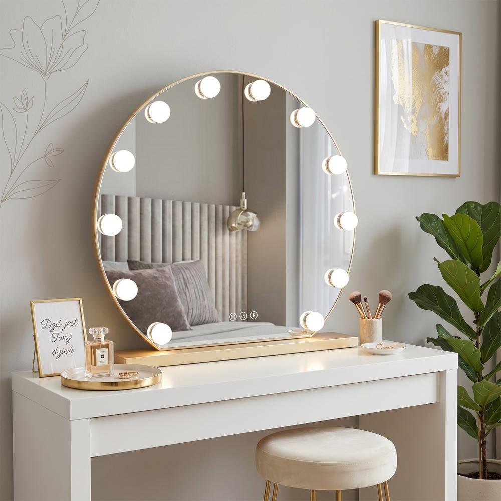 LED-väggspegel HOLLYWOOD L. Gold 50 cm