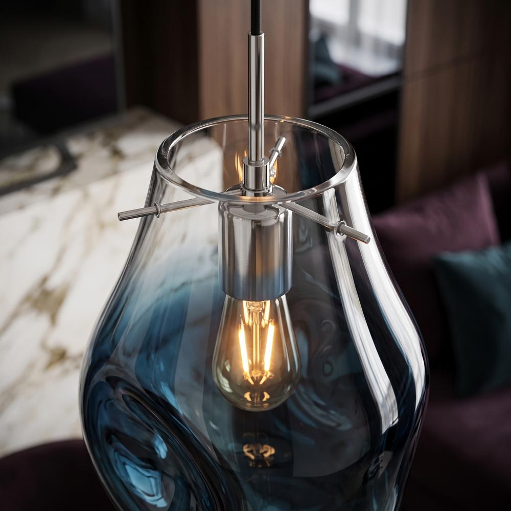 Lampa Sufitowa Wisząca Szklana APP327-1CP NIEBIESKA