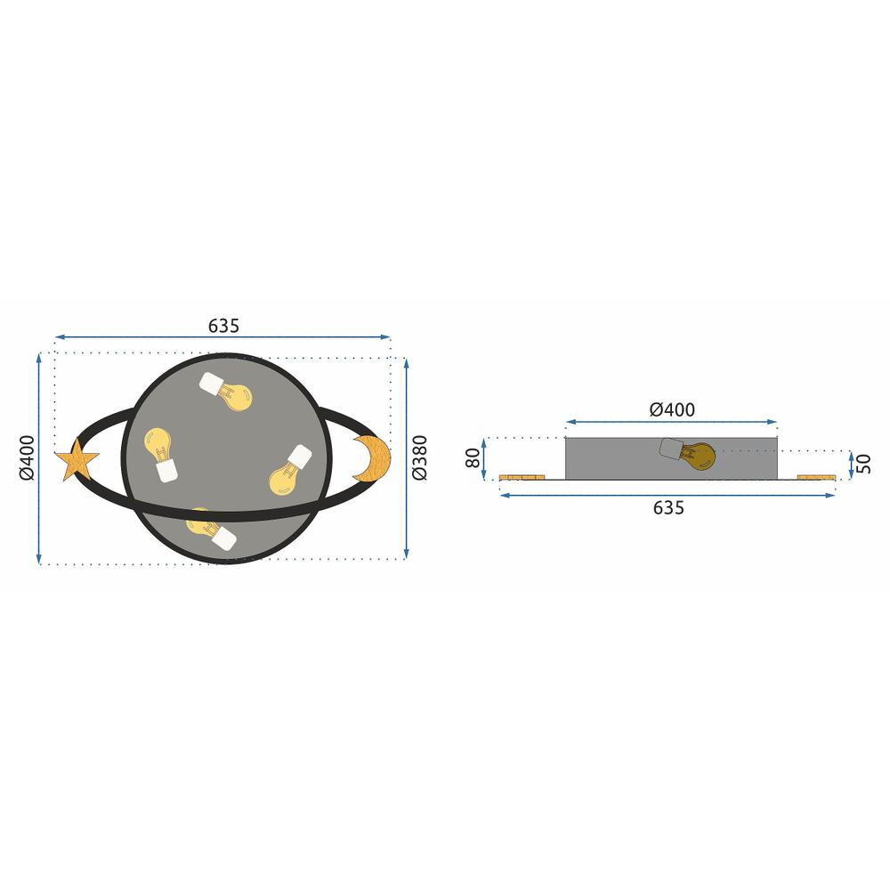 Taklampa Plafond Moon APP864-C Svart