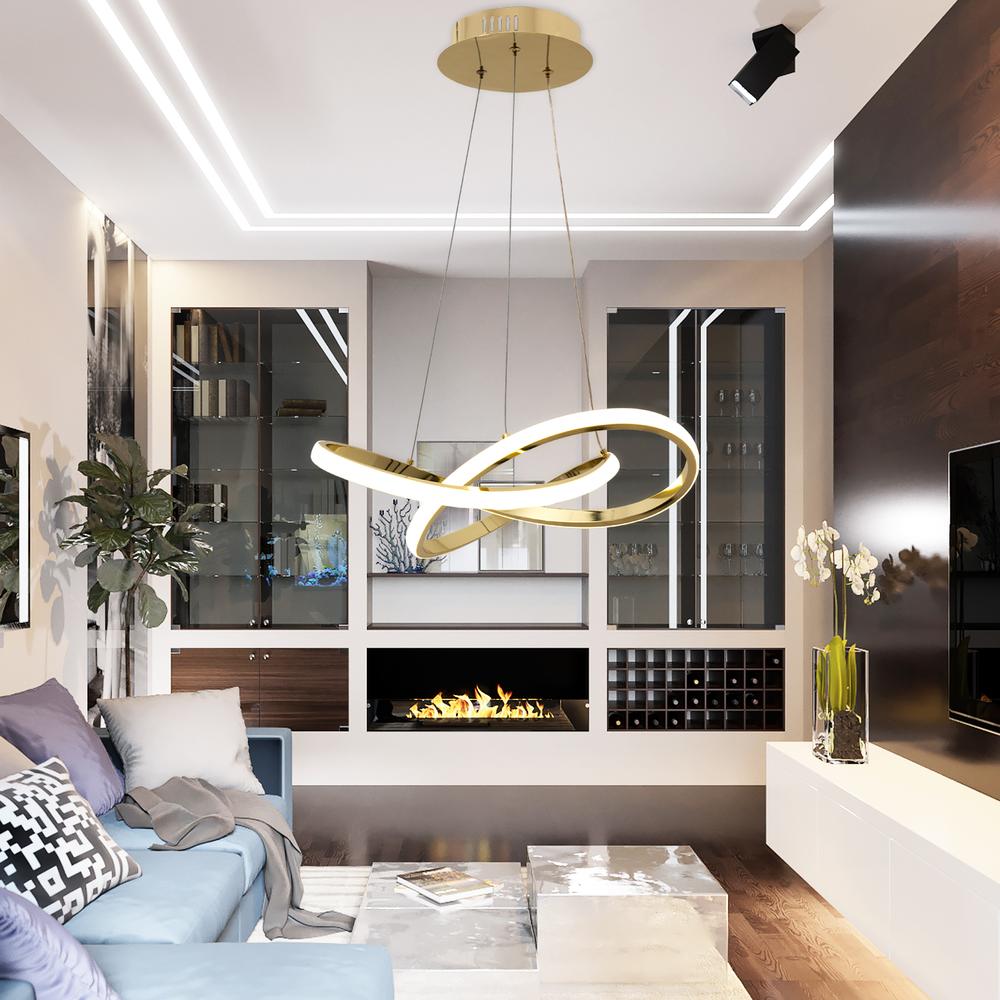 Taklampa Takpendel Ring Modern LED + Fjärrkontroll APP390-CP Guld