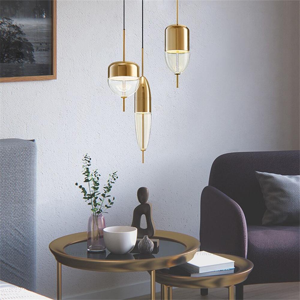 Glaspendellampa i Metall APP549-1CP Guld