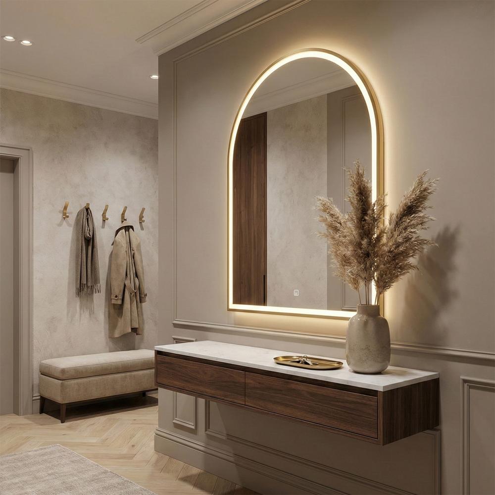 VÄGG-SPEGEL LED 60x100cm DART GULD