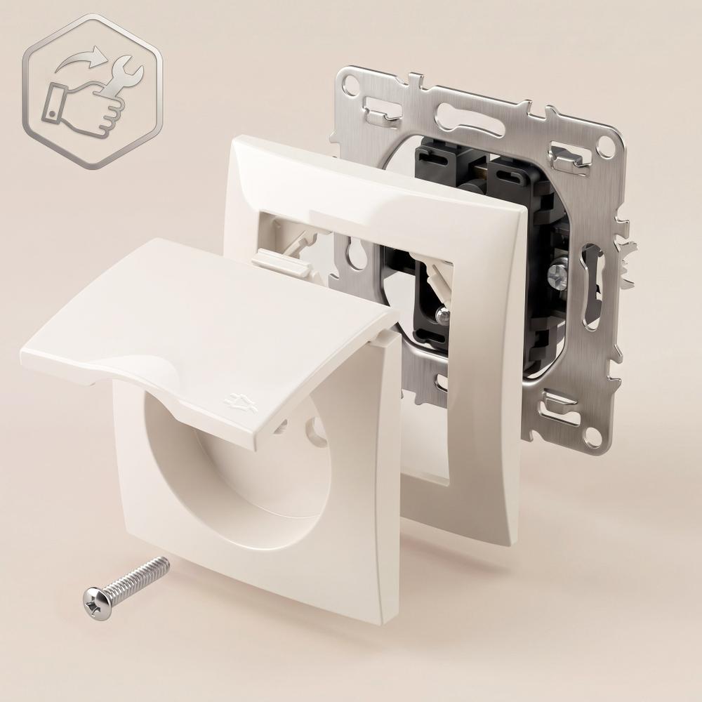 Single grounded socket with flap OSTE JNH005-G Beige