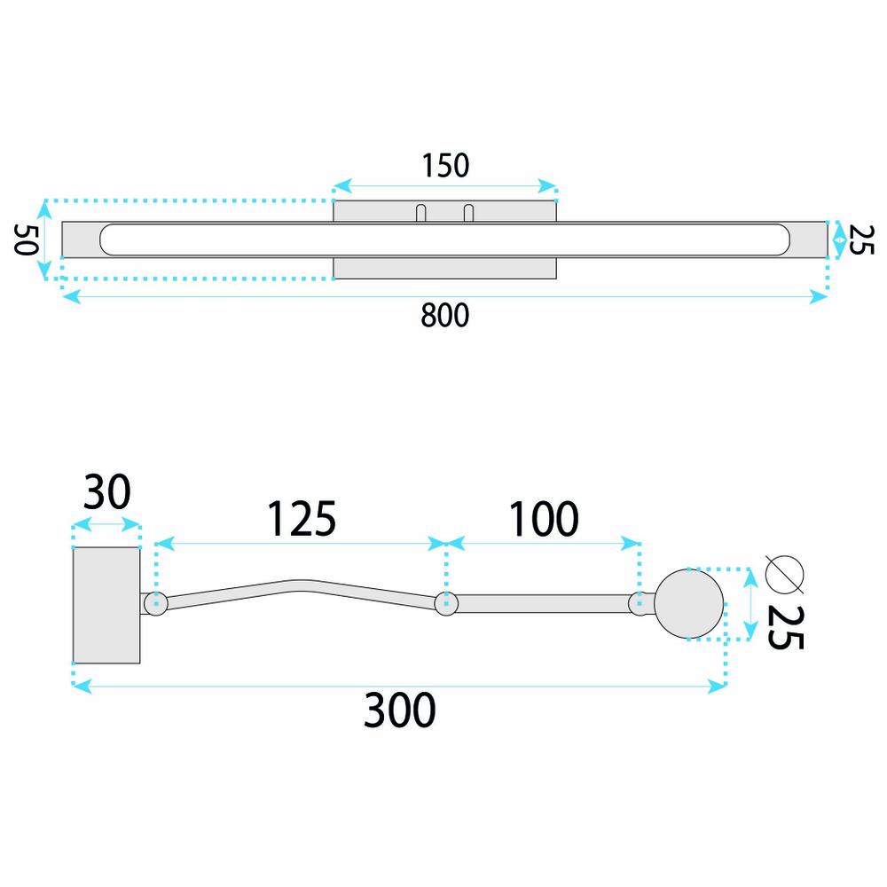 Badrum vägg LED-lampa SWE018-1W 80cm Chrome