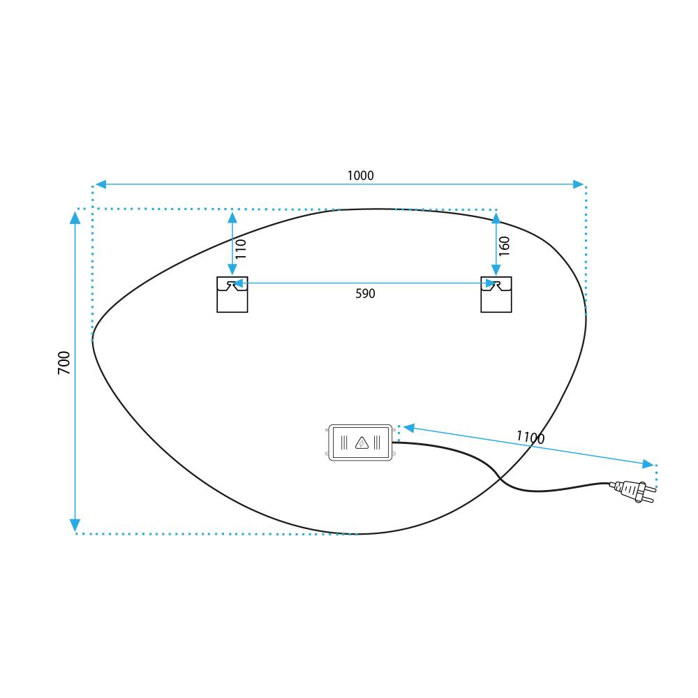 VÄGGSPEGEL LED MED BLUETOOTH-FUNKTION 70x100 cm FOG