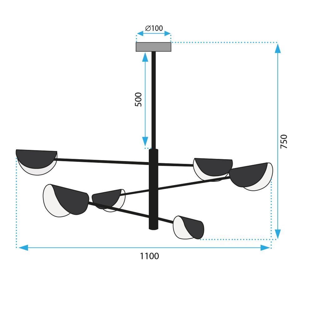 HÄNGENDE TAKLAMPA APP1261-6CP BLACK