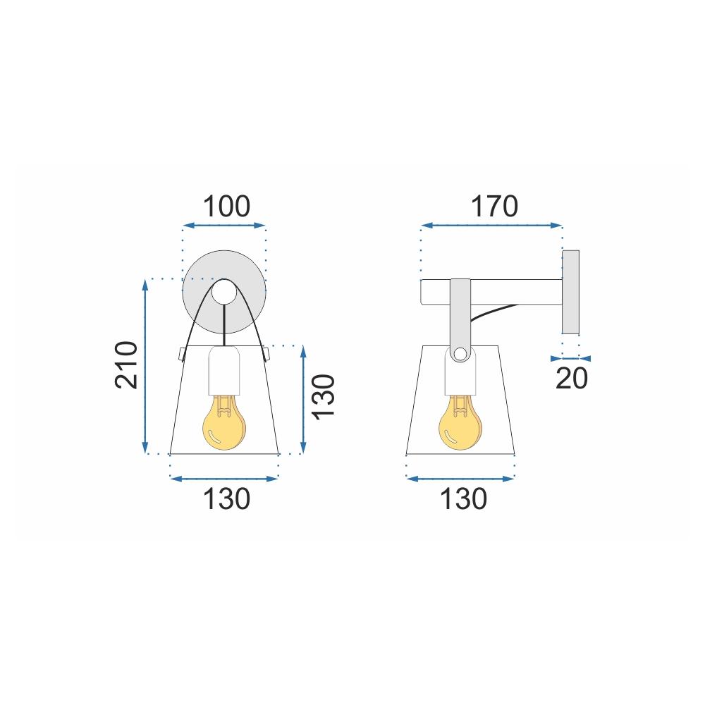 Vägglampa Metall med Rem Grå APP468-1W GREY