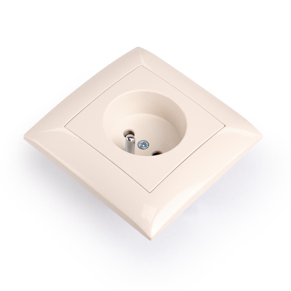 Single grounded socket with frame OSTE JNH001-G Beige