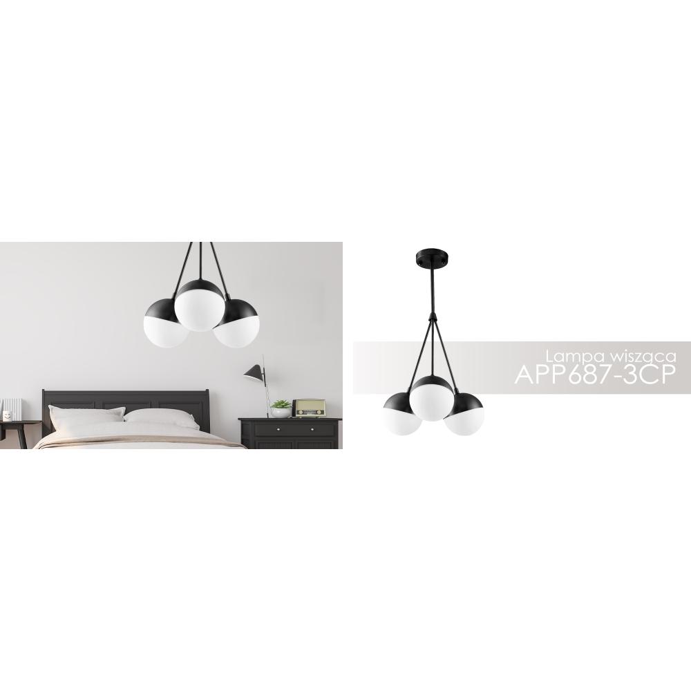 Hänglampa Glas Klot Opal APP687-3CP Svart