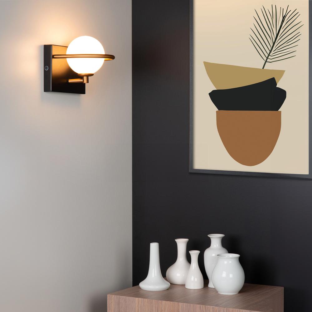VÄGGLAMPA KINKIET APP1300-1W Svart Guld