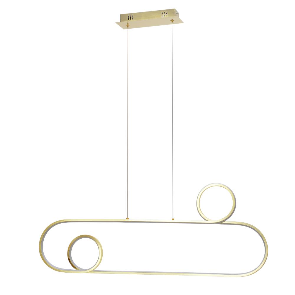Hängande LED-taklampa APP809-CP Guld + fjärrkontroll