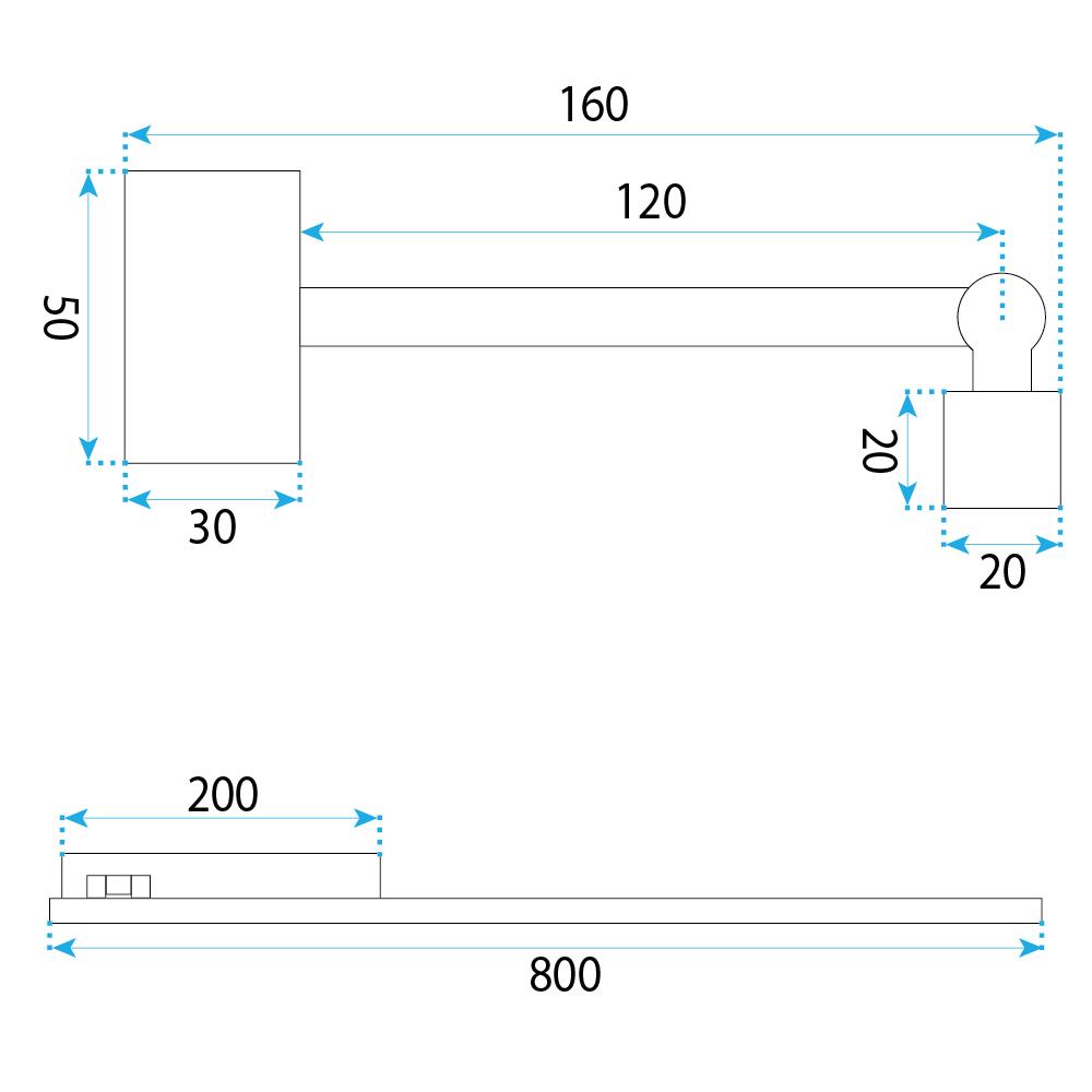 Badrum vägg LED-lampa SWE036-1W 80cm BLACK