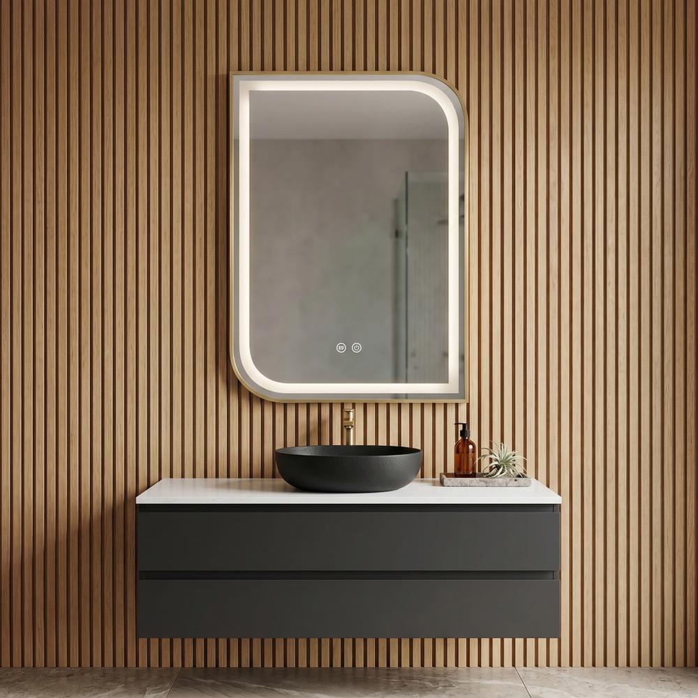 LED-VÄGGSPEGEL ZONE 70X50 BRUSH GOLD