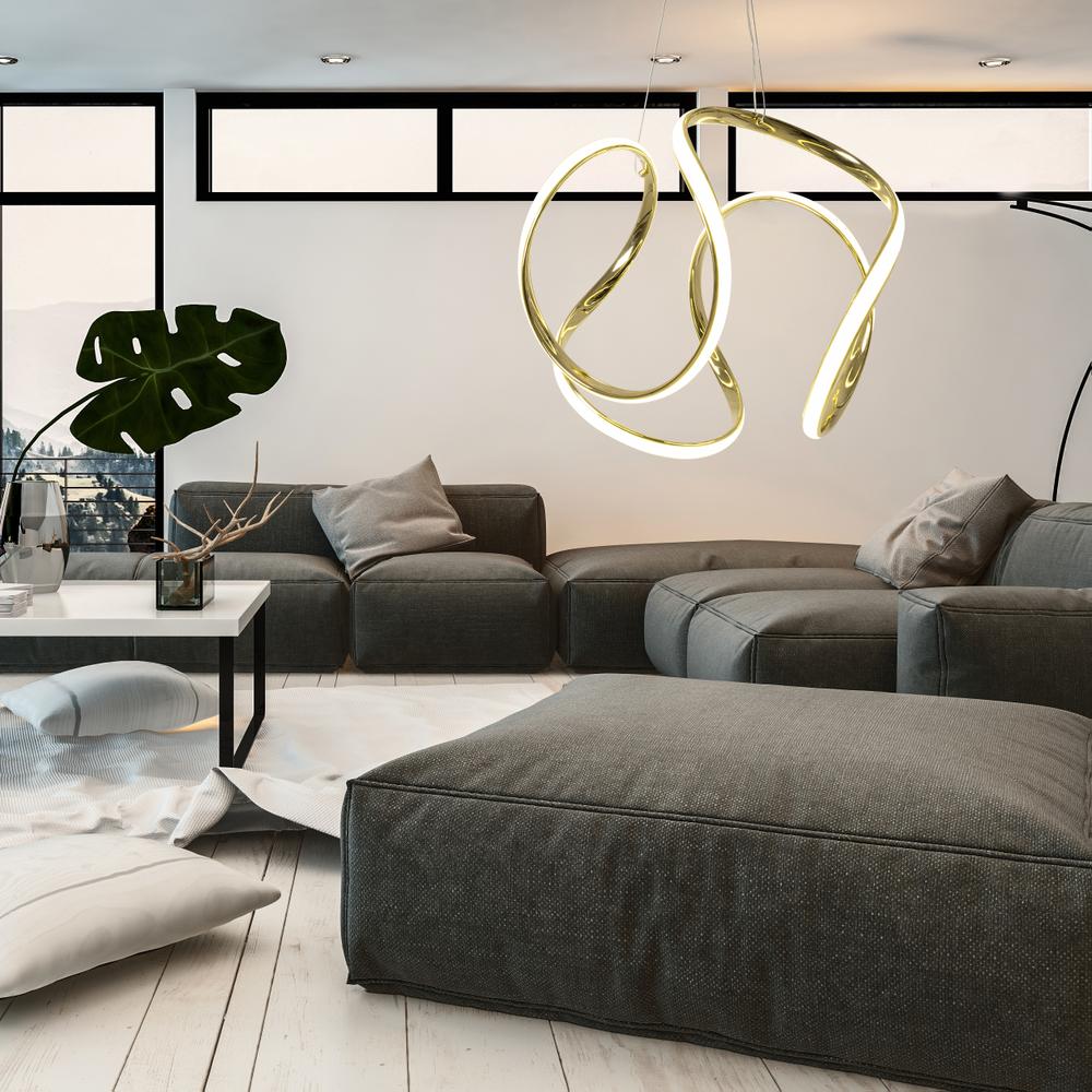 Modern LED Takpendellampa + FJÄRRKONTROLL APP386-CP Guld