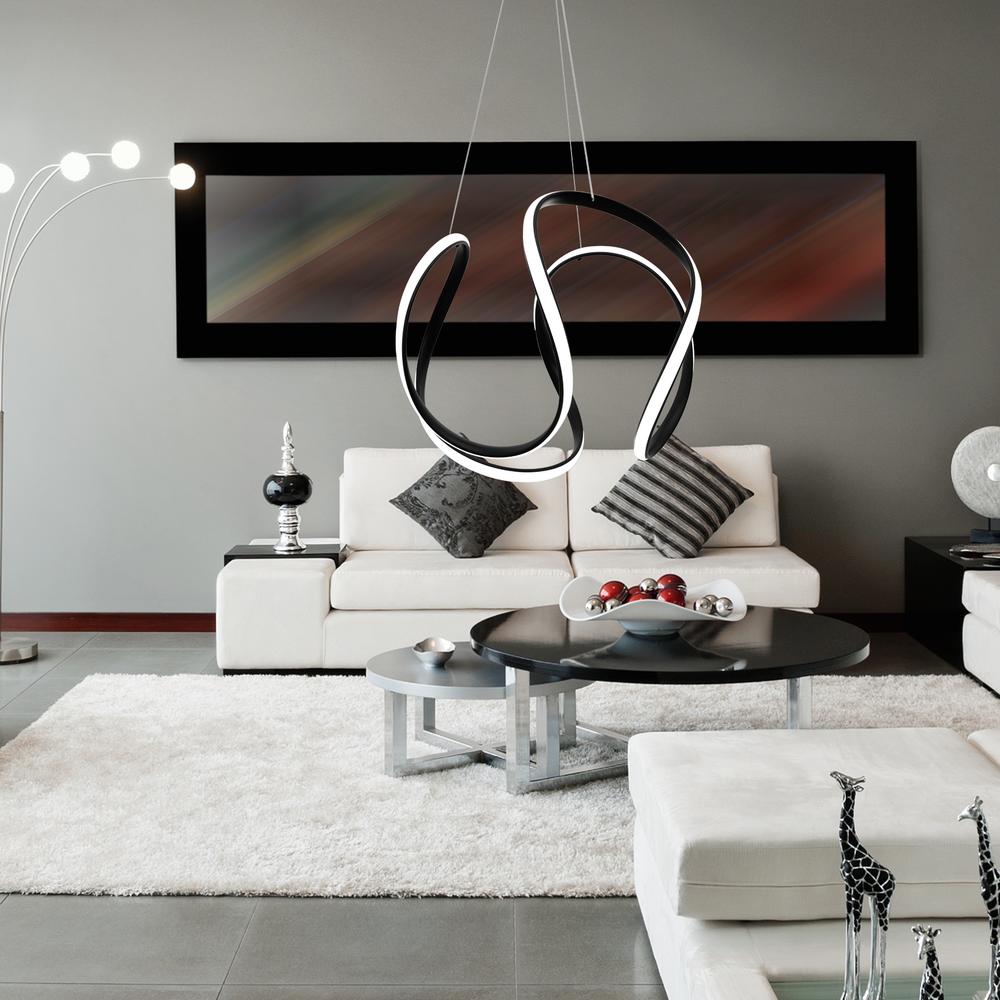 Modern takpendlad LED taklampa + FJÄRRKONTROLL APP387-CP SVART