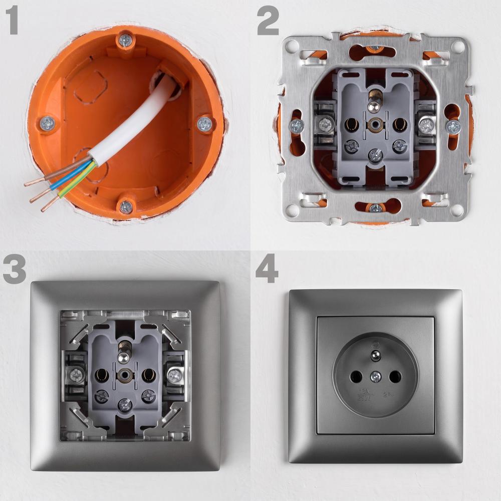Single grounded socket OSTE JNH001-G Grey