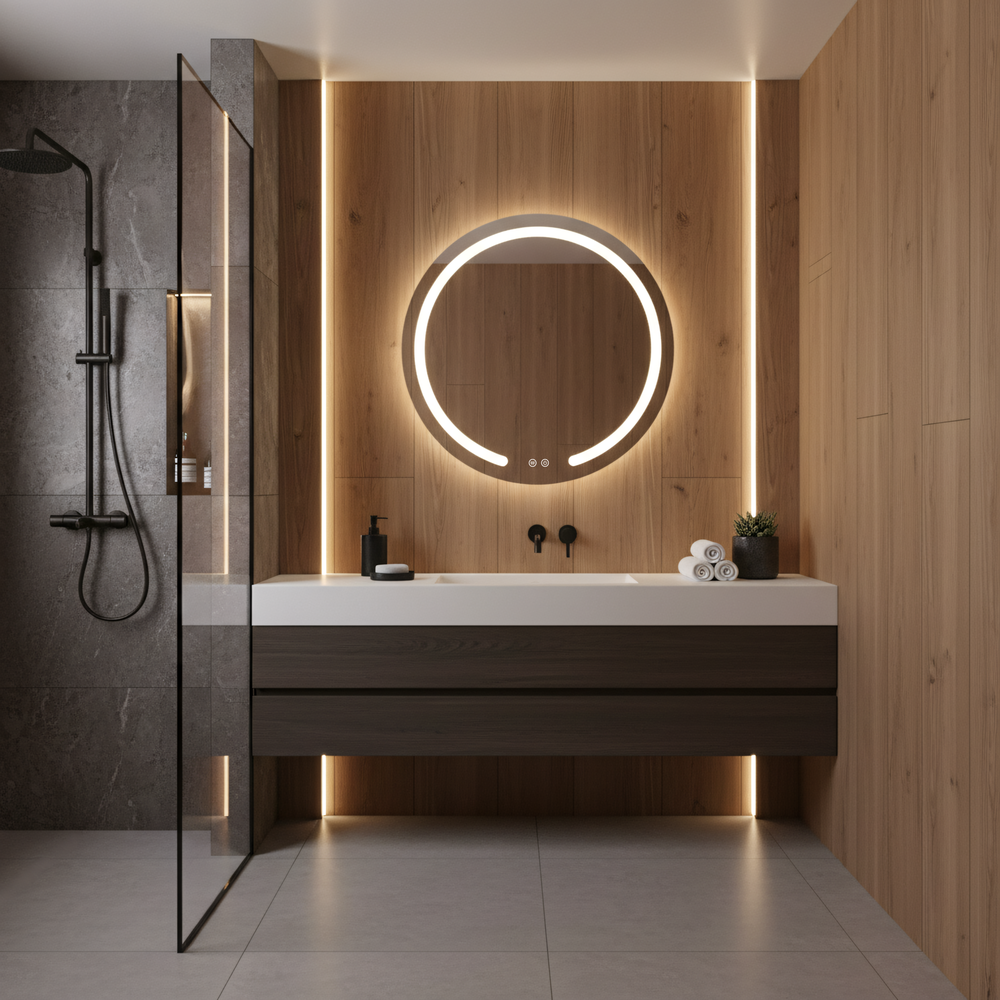 Väggspegel med LED 80 cm Modern
