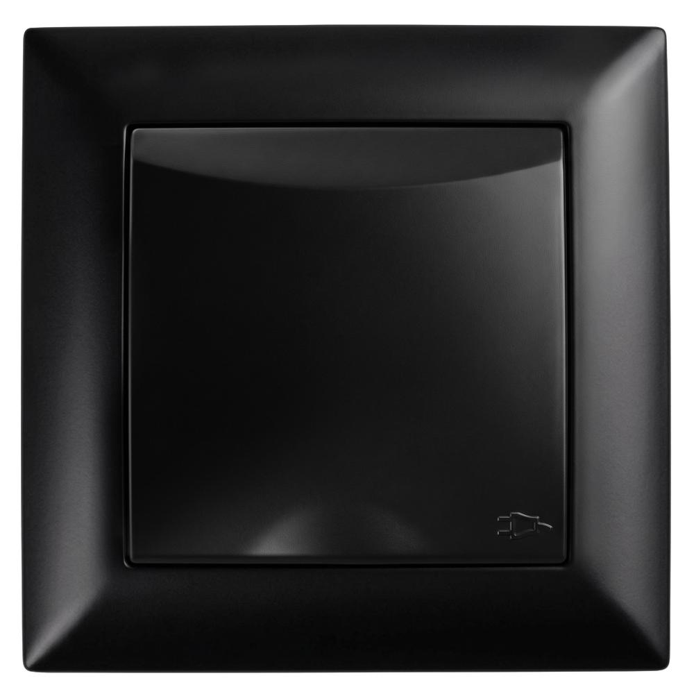 Единичен контакт със заземяване и капаче с рамка OSTE JNH005-G Black