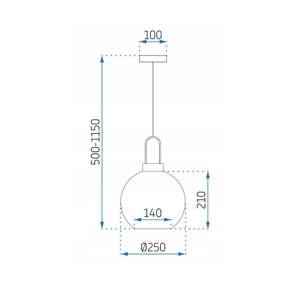 Hängande taklampa i glas, kula 25 cm APP630-1CP