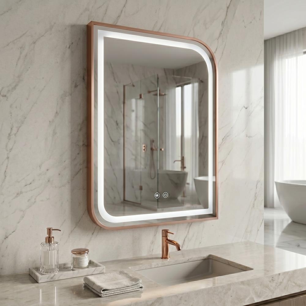 LED-VÄGGSPEGEL ZONE 70x50 BRUSH  ROSE GOLD