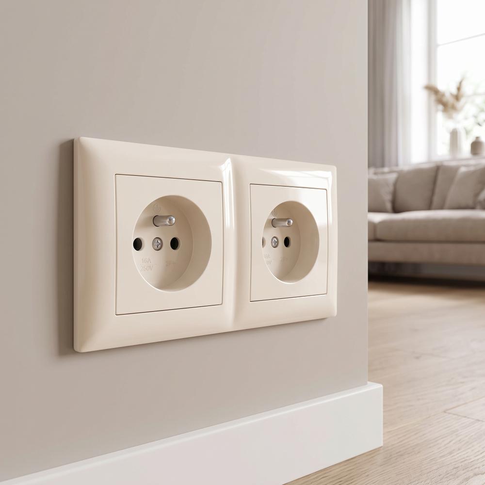 Marco doble para enchufes OSTE JNH014-2F Beige