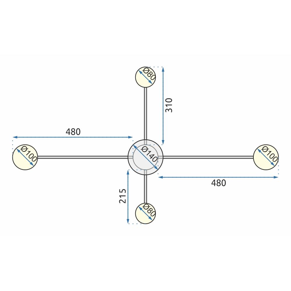 TAKLAMPA 4-ARMAD LED APP519-4C Svart