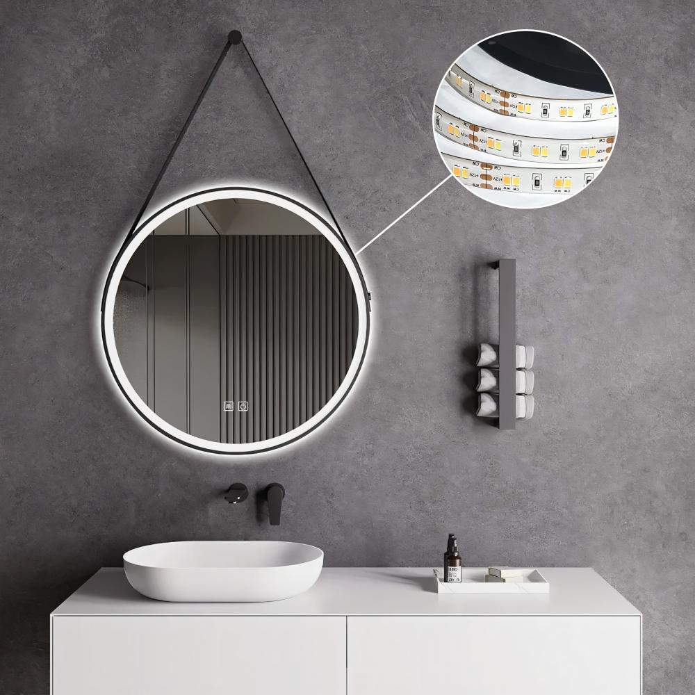 RUNT LED-SPEGEL HÄNGANDE I REM 70 cm 104