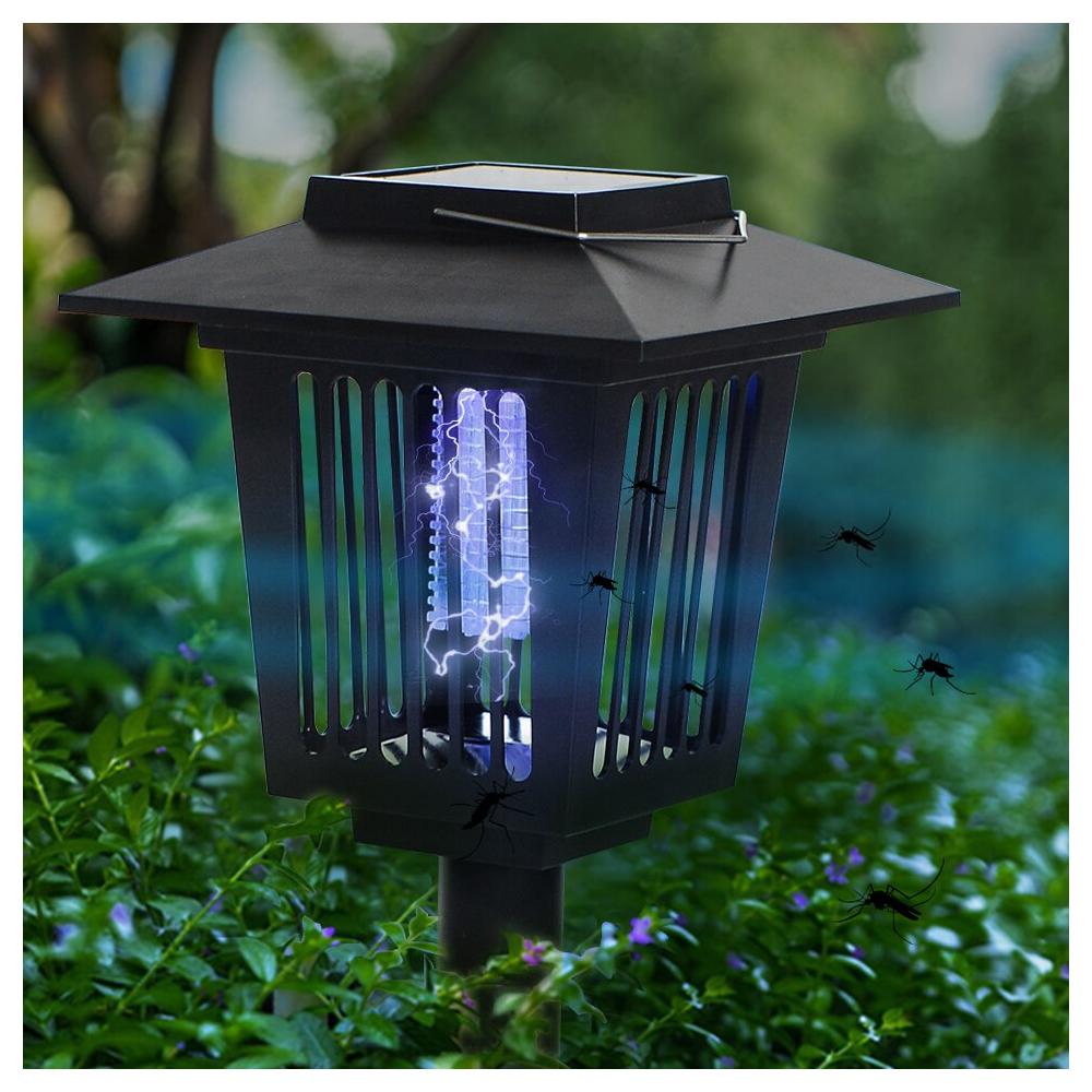 Solcellsdriven LED insektsdödande trädgårdslampa J-22 Svart