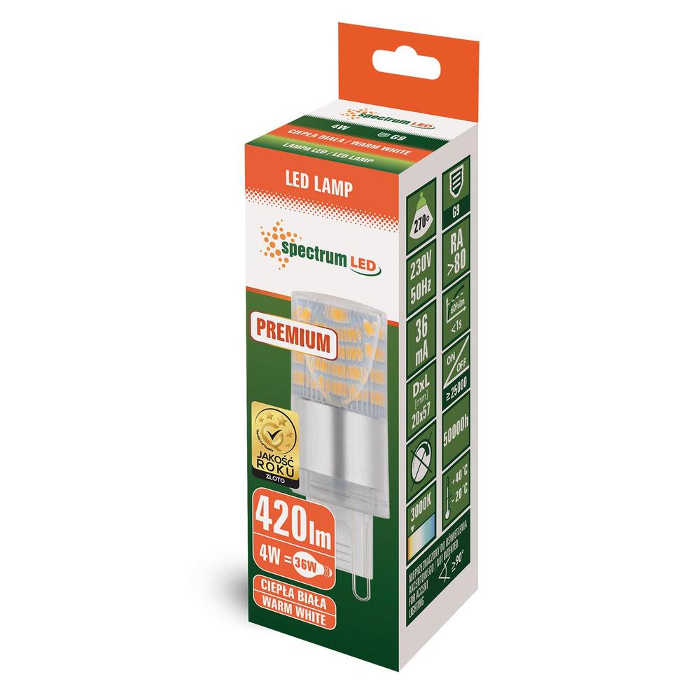 LED-lampa VARMVITT LJUS G9 4W 230V PREMIUM woj+14433