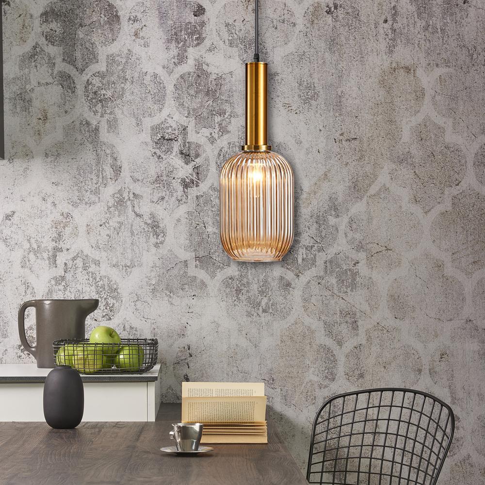 Glaspendellampa i tak med APP458-1CP Orange