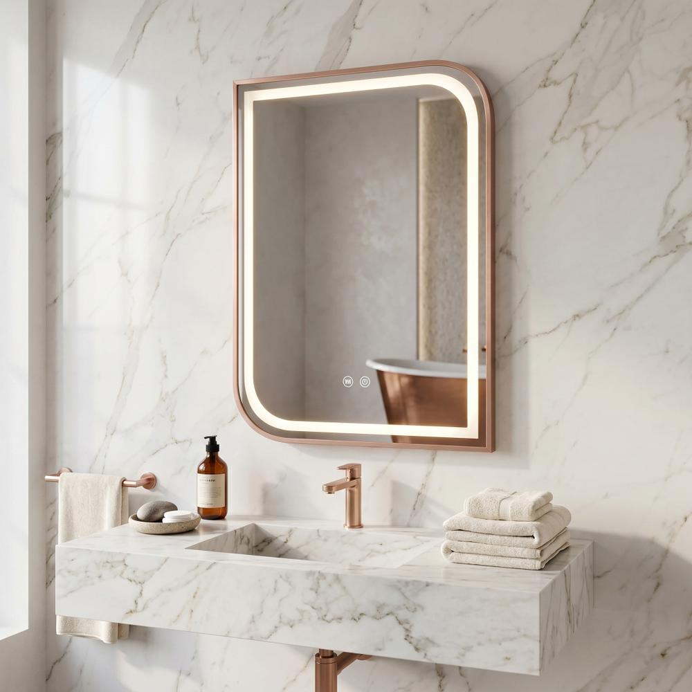 LED-VÄGGSPEGEL ZONE 80x60 BRUSH  ROSE GOLD