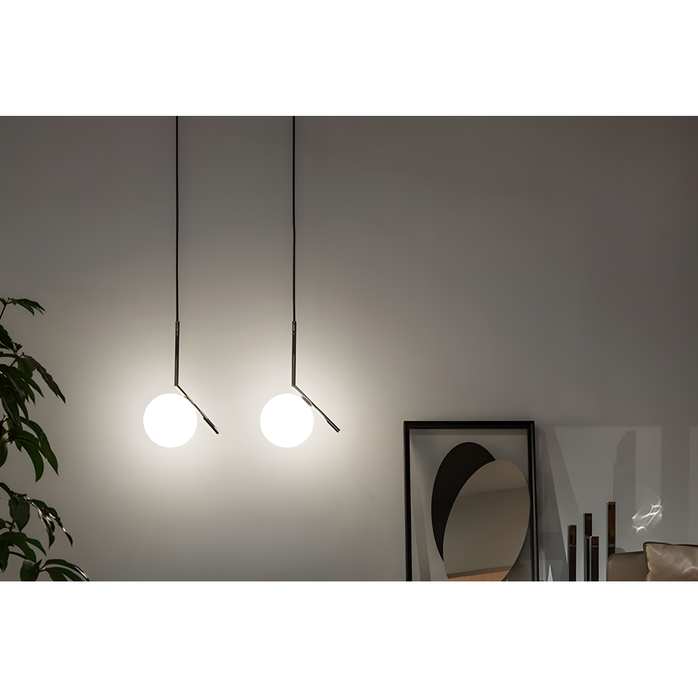 Taklampa Hängande Glasglob G107-1W Svart Vit