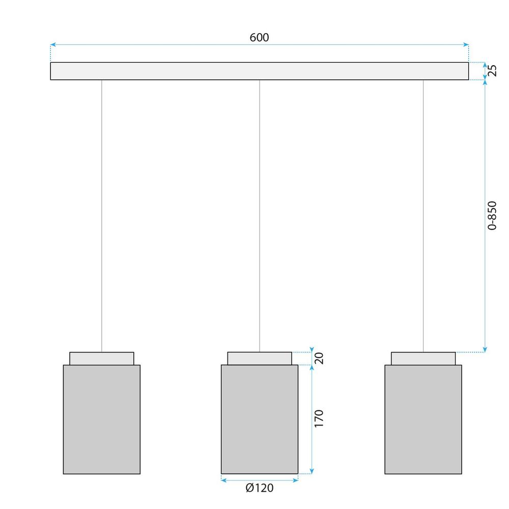 HÄNGLAMPA TAK APP1812-3CP Frosted Grey