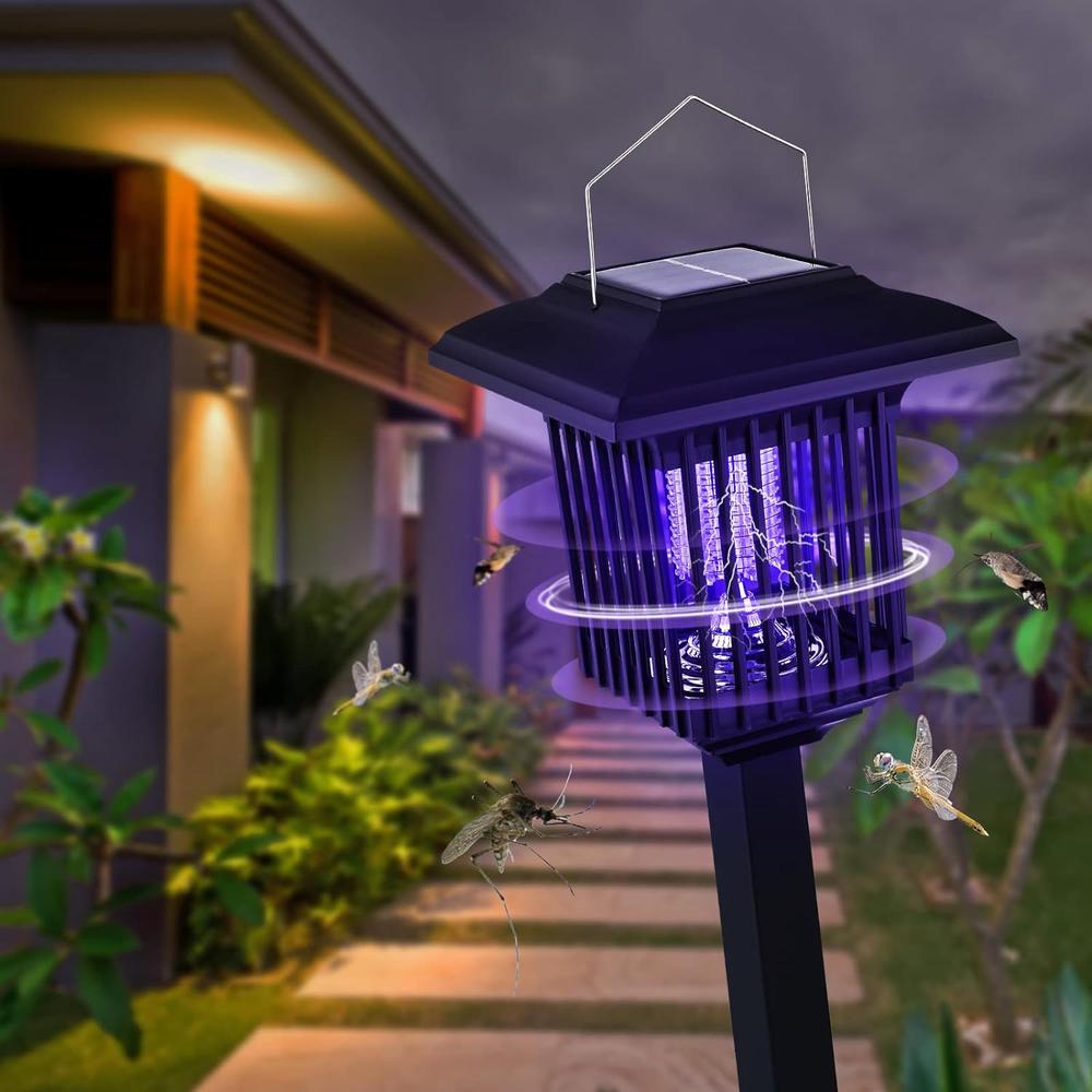 Solcellsdriven LED insektsdödande trädgårdslampa J-22 Svart