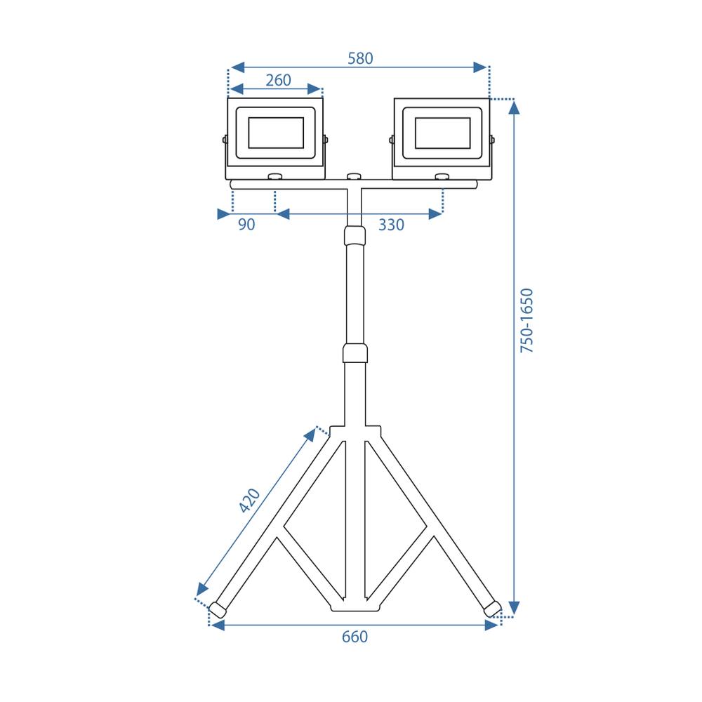 LED-halogen bygglampa på stativ RSL006-2x100N
