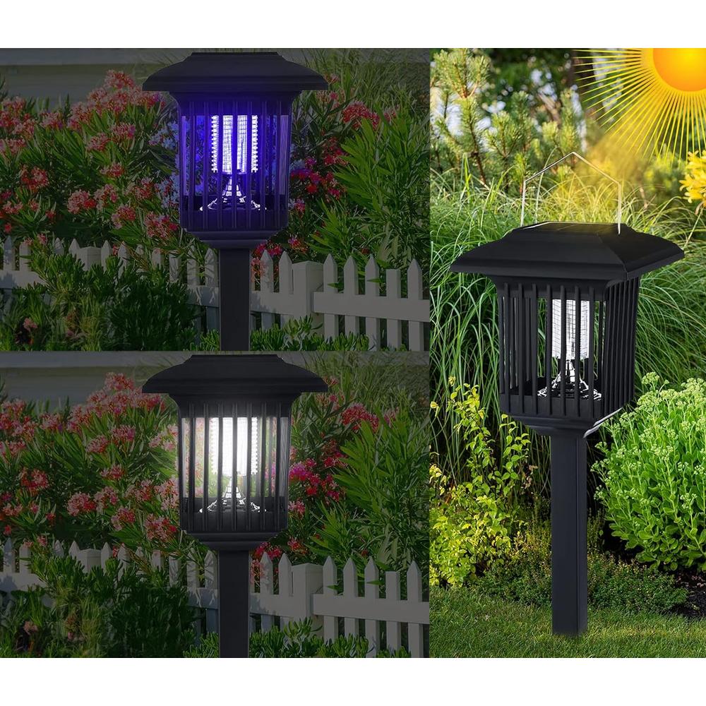 Solcellsdriven LED insektsdödande trädgårdslampa J-22 Svart