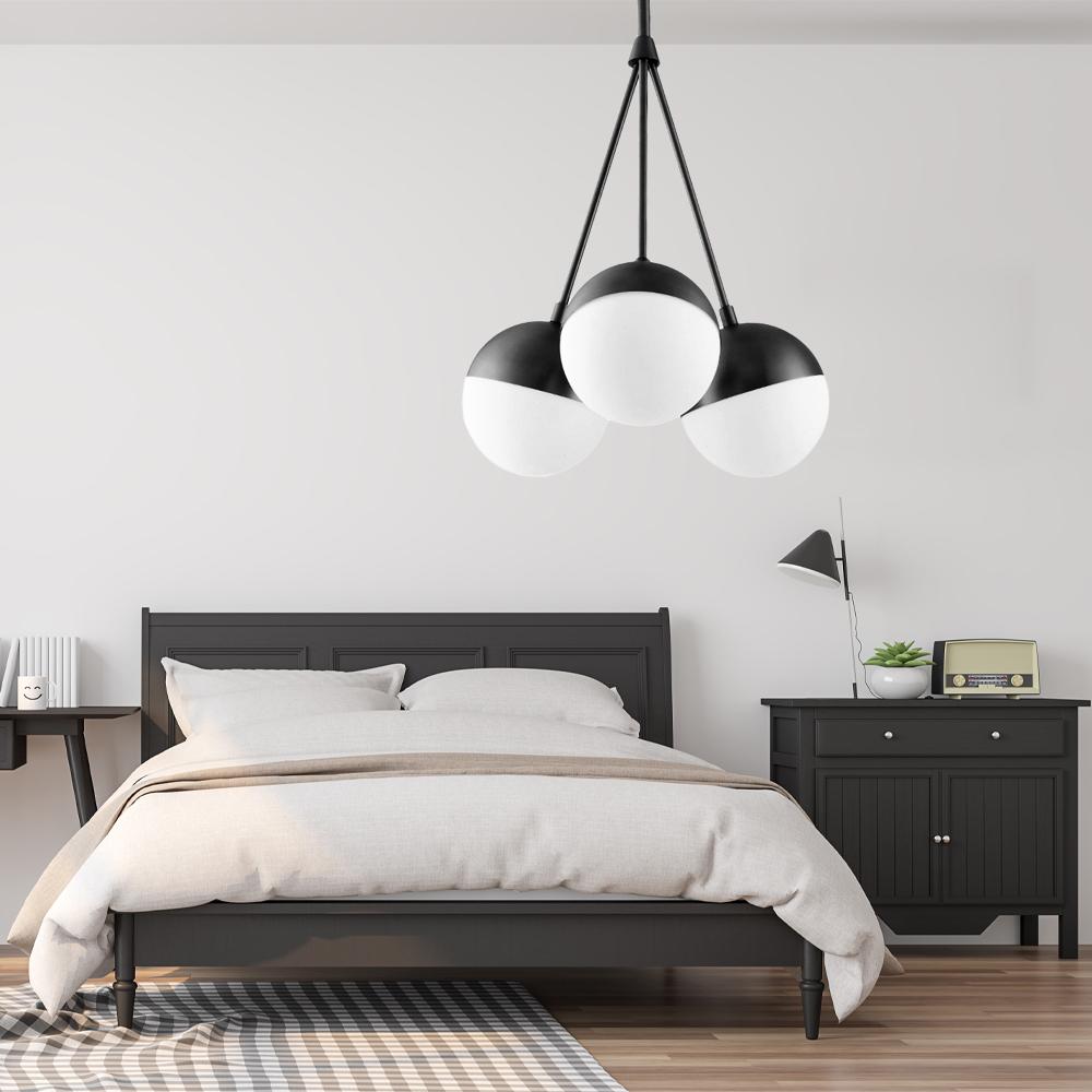 Hänglampa Glas Klot Opal APP687-3CP Svart