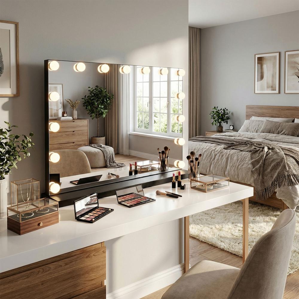 Spegel LED Hollywood Svart 80x60