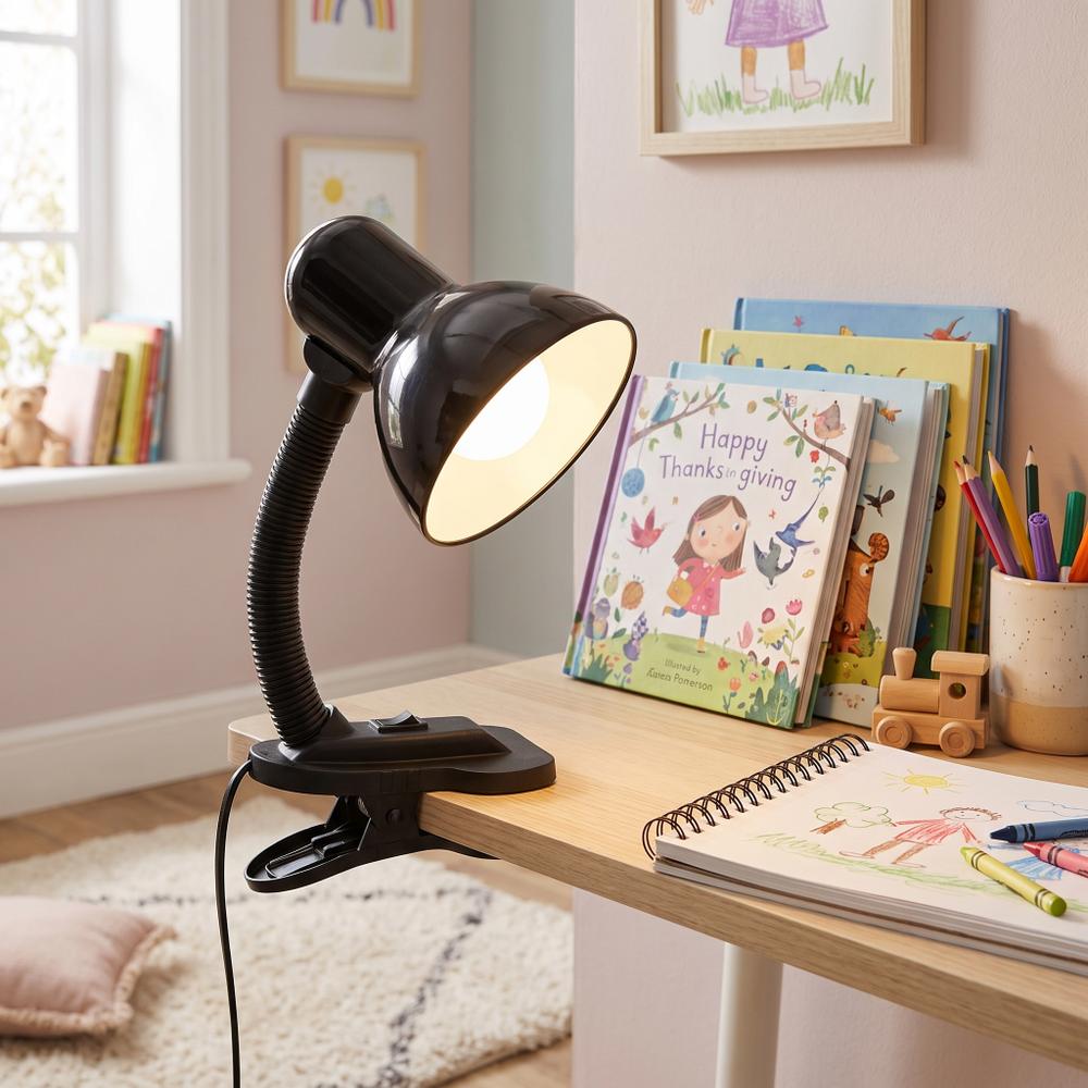 Lampka nocna biurkowa na klips JNH045-1T Czarna